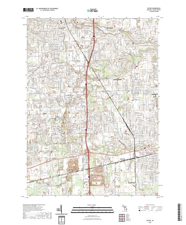 US Topo 7.5-minute map for Wayne MI For Cheap