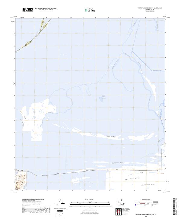 US Topo 7.5-minute map for West of Johnson Bayou LATX Fashion