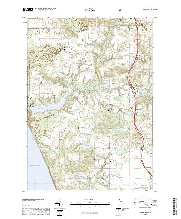 US Topo 7.5-minute map for Town Corners MI Hot on Sale