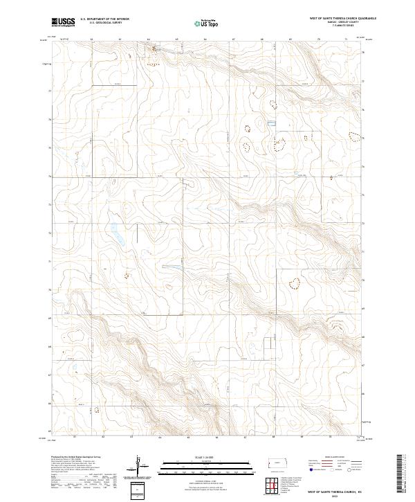 US Topo 7.5-minute map for West of Sainte Theresa Church KS Online Hot Sale