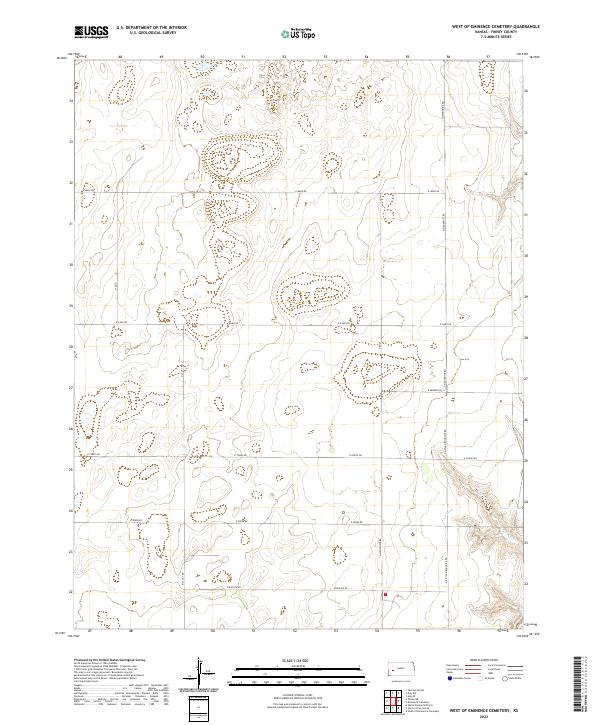 US Topo 7.5-minute map for West of Eminence Cemetery KS Cheap