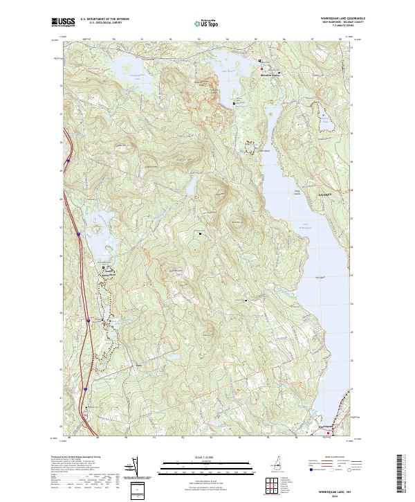 US Topo 7.5-minute map for Winnisquam Lake NH Discount