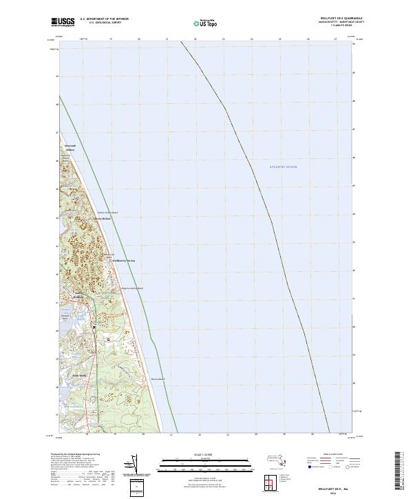 US Topo 7.5-minute map for Wellfleet OE E MA on Sale