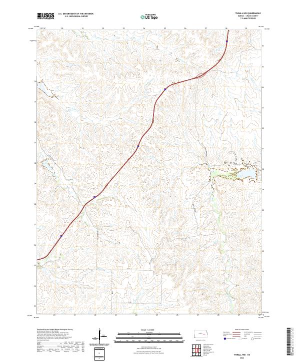 US Topo 7.5-minute map for Thrall NW KS Hot on Sale