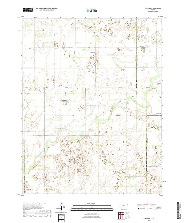 US Topo 7.5-minute map for Trousdale KS Online