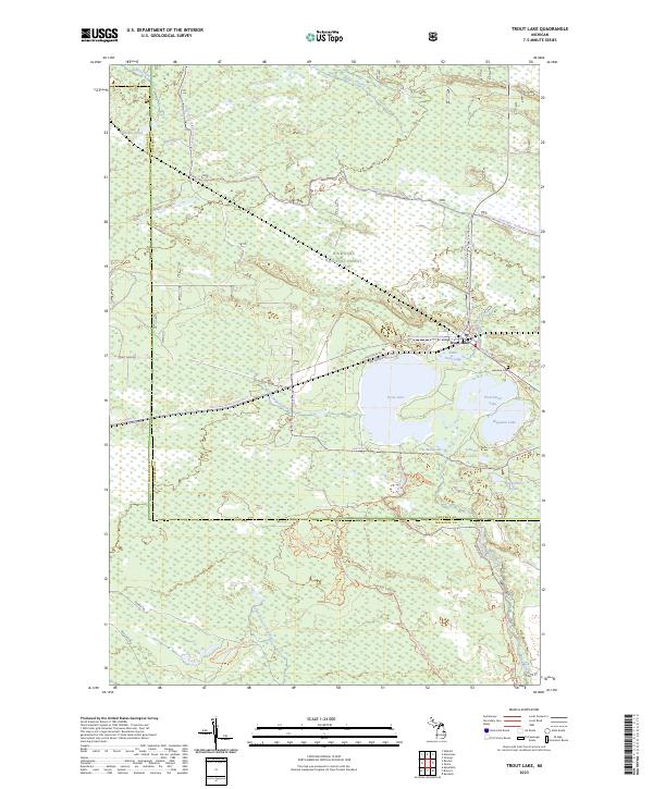 US Topo 7.5-minute map for Trout Lake MI Cheap