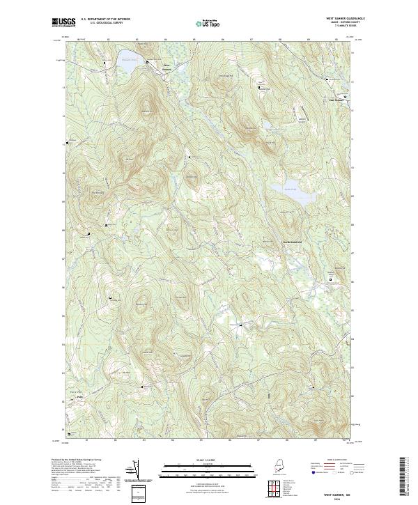 US Topo 7.5-minute map for West Sumner ME on Sale