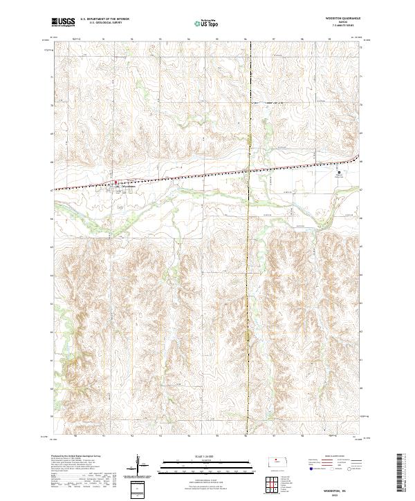 US Topo 7.5-minute map for Woodston KS on Sale