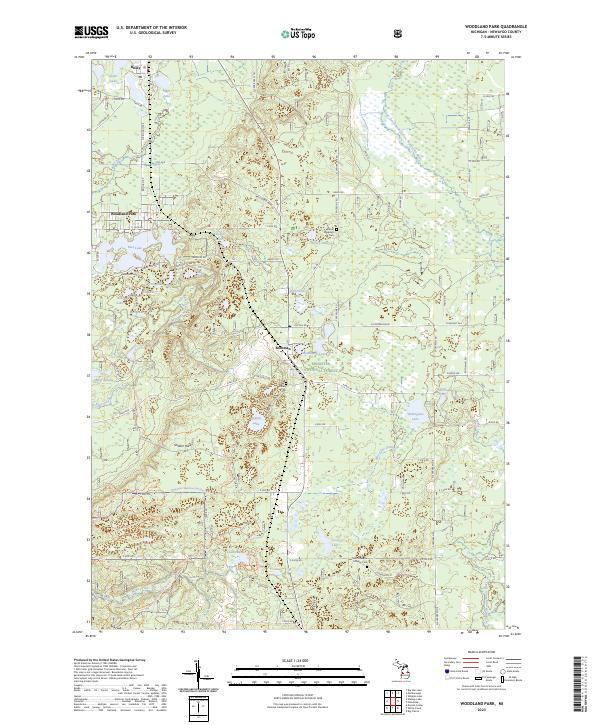 US Topo 7.5-minute map for Woodland Park MI For Sale