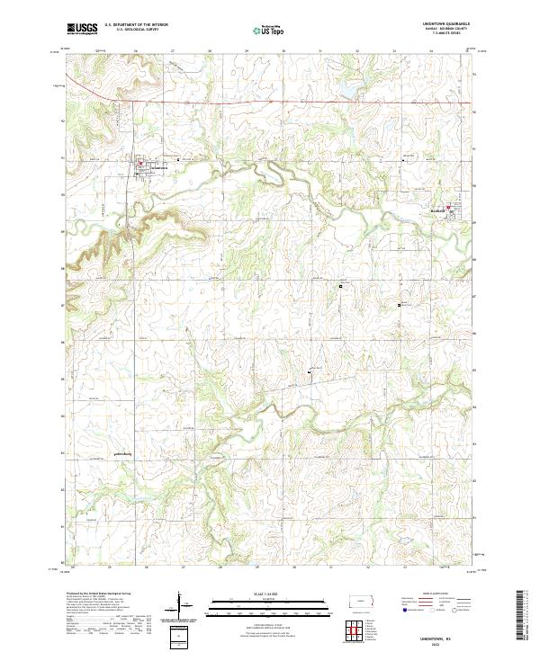 US Topo 7.5-minute map for Uniontown KS on Sale