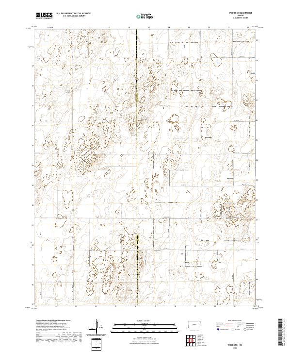 US Topo 7.5-minute map for Woods SE KS For Sale