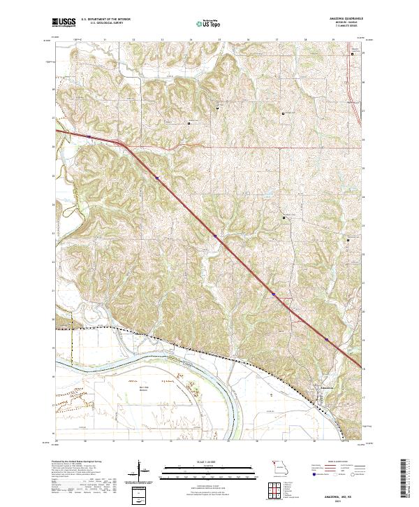 USGS US Topo 7.5-minute map for Amazonia MOKS 2021 on Sale