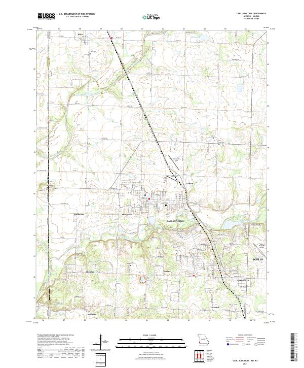 USGS US Topo 7.5-minute map for Carl Junction MOKS 2021 Online