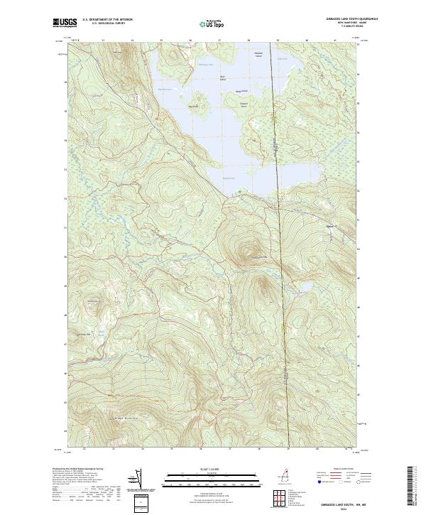 US Topo 7.5-minute map for Umbagog Lake South NHME on Sale