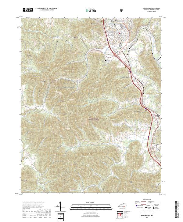 US Topo 7.5-minute map for Williamsburg KY Online