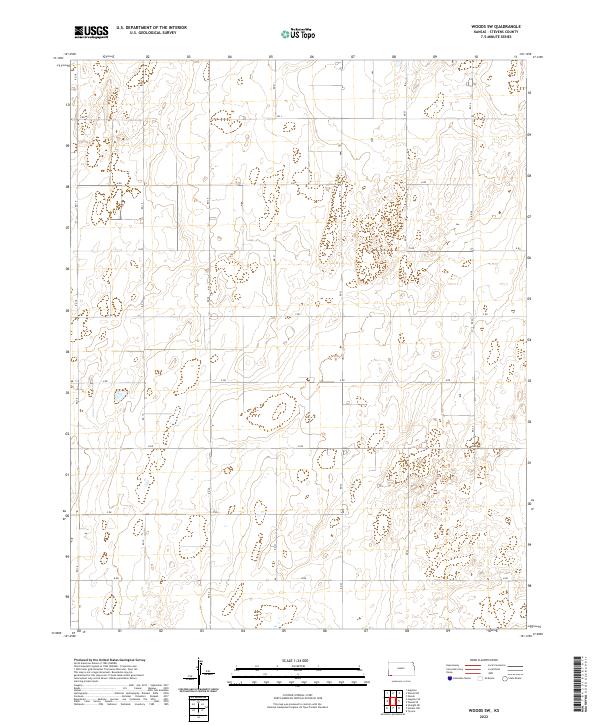 US Topo 7.5-minute map for Woods SW KS Online