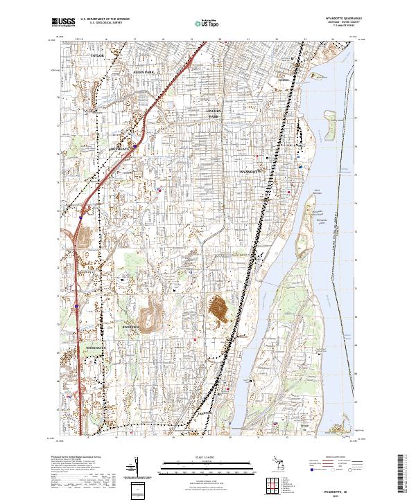 US Topo 7.5-minute map for Wyandotte MI Fashion