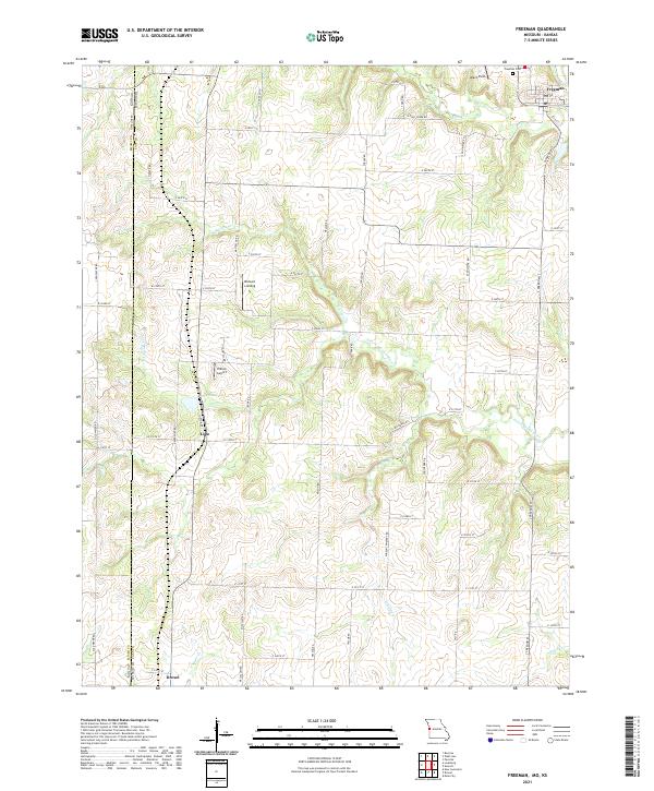 USGS US Topo 7.5-minute map for Freeman MOKS 2021 For Discount