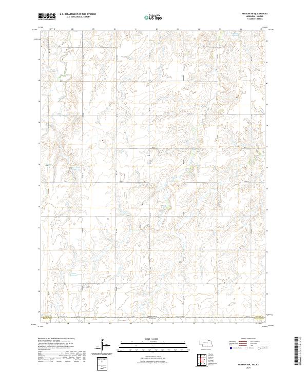 USGS US Topo 7.5-minute map for Hebron SW NEKS 2021 Online now