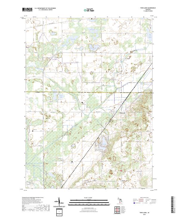 US Topo 7.5-minute map for Twin Lakes MI Discount