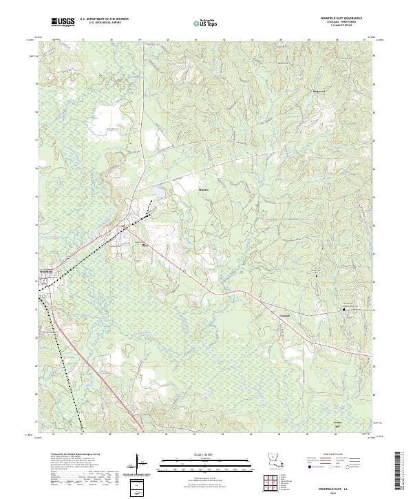 US Topo 7.5-minute map for Winnfield East LA on Sale