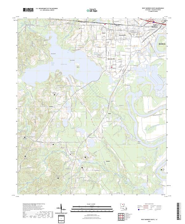 US Topo 7.5-minute map for West Monroe South LA Hot on Sale