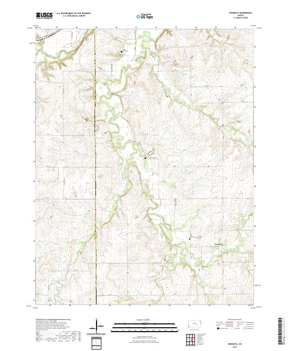 US Topo 7.5-minute map for Wonsevu KS on Sale