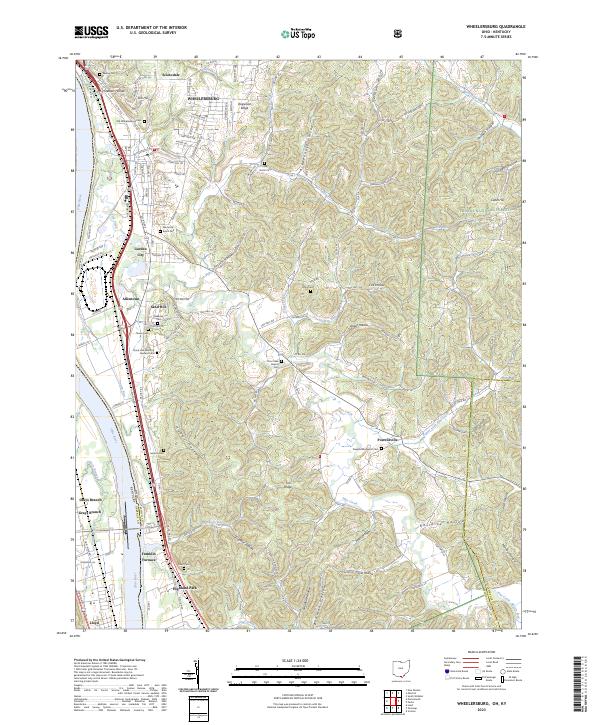 US Topo 7.5-minute map for Wheelersburg OHKY Online Sale