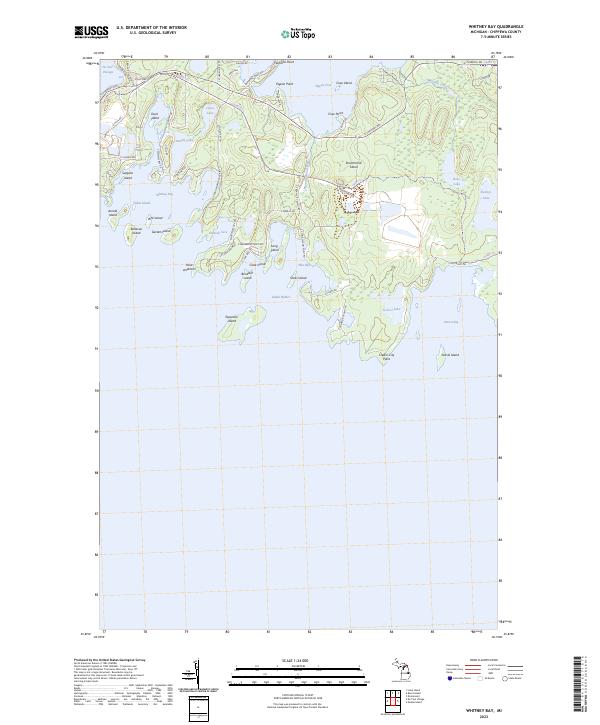 US Topo 7.5-minute map for Whitney Bay MI Online Hot Sale