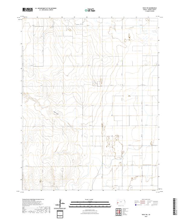 US Topo 7.5-minute map for Wolf SW KS Sale