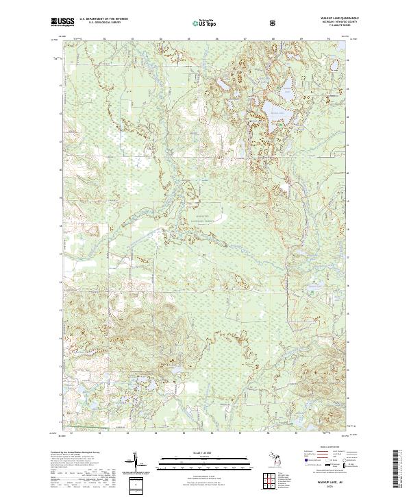 US Topo 7.5-minute map for Walkup Lake MI Online Sale