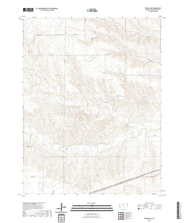 US Topo 7.5-minute map for Weskan NW KS Online Sale