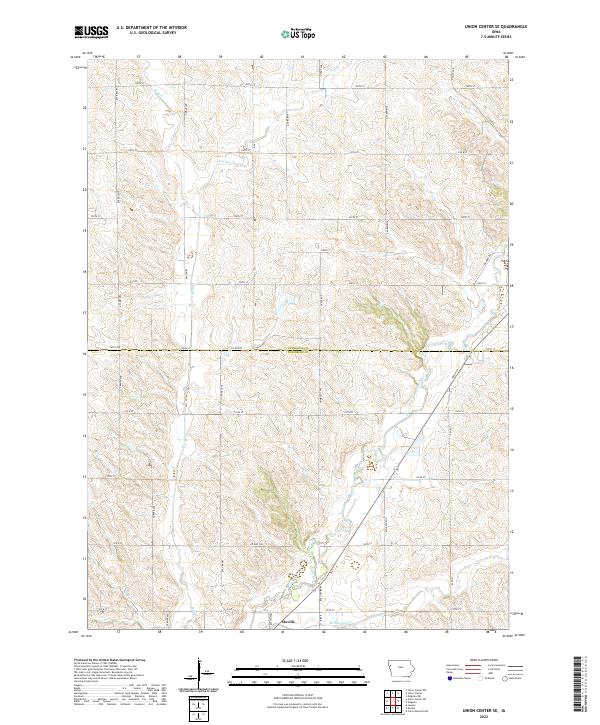 US Topo 7.5-minute map for Union Center SE IA Online Sale