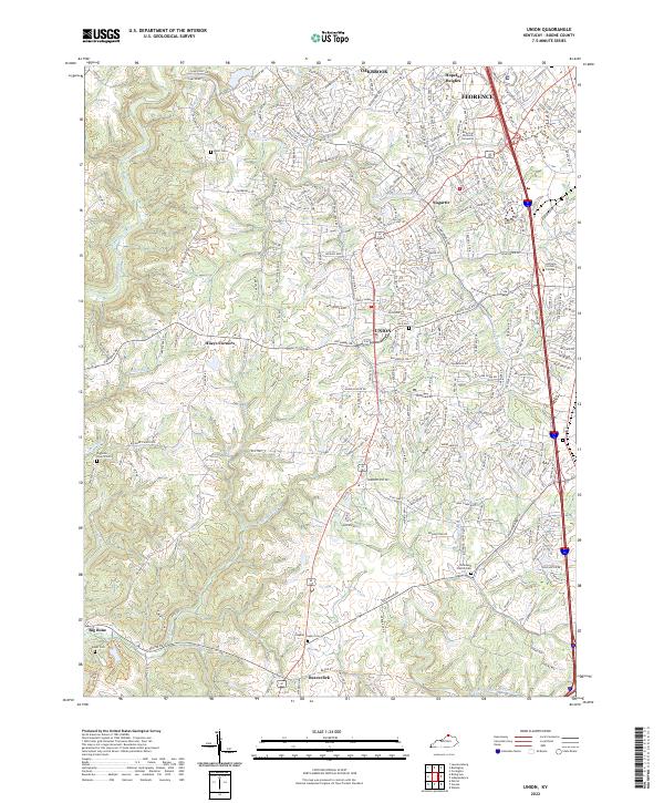 US Topo 7.5-minute map for Union KY Online Sale