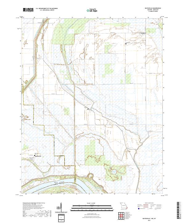 USGS US Topo 7.5-minute map for Bayouville MOKY 2021 Fashion