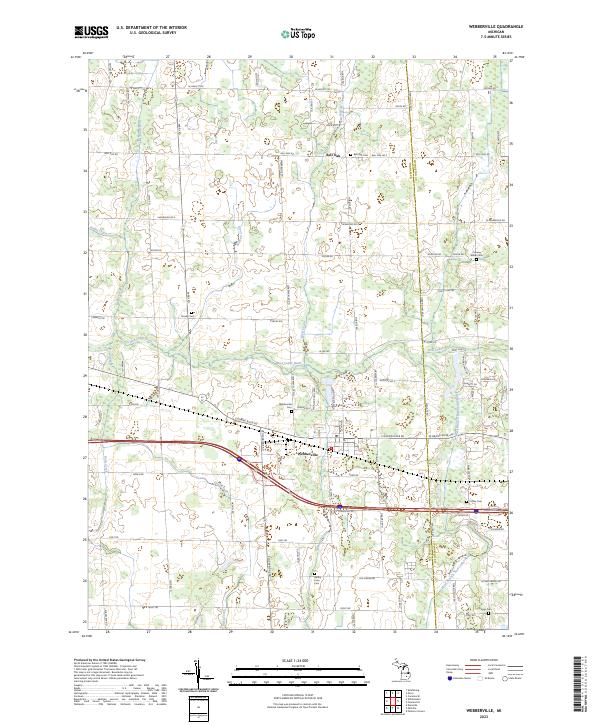 US Topo 7.5-minute map for Webberville MI Online now