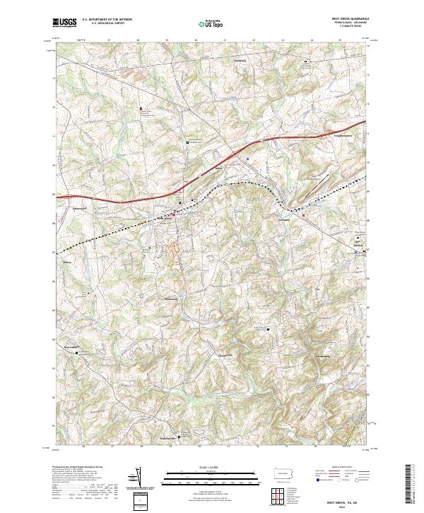 US Topo 7.5-minute map for West Grove PADE Hot on Sale