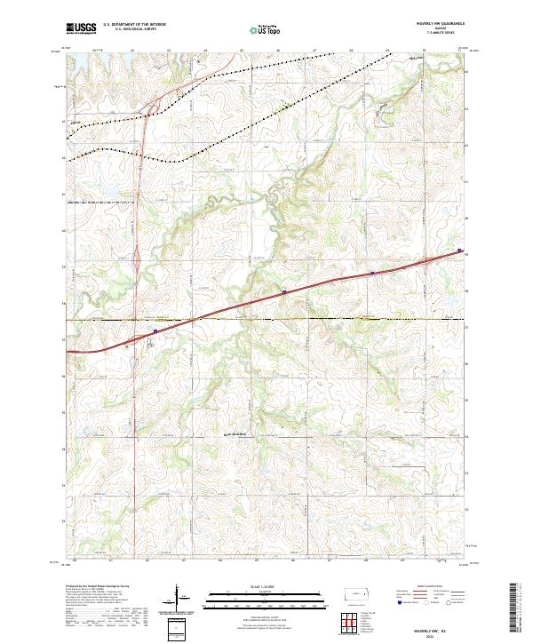 US Topo 7.5-minute map for Waverly NW KS Hot on Sale