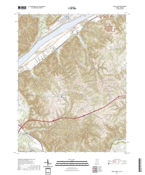 US Topo 7.5-minute map for Vevay South INKY For Sale